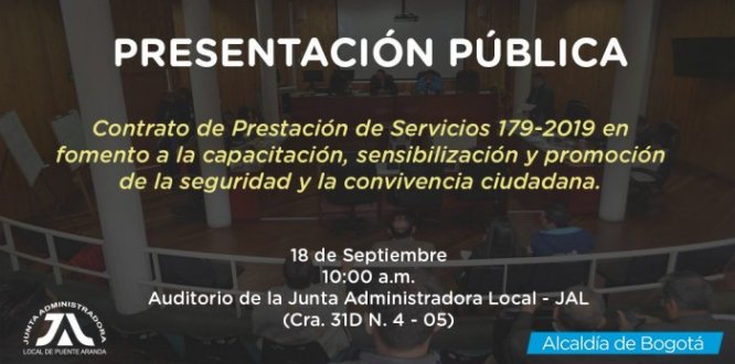 Presentación pública del Contrato de Prestación de Servicios 179 de 2019