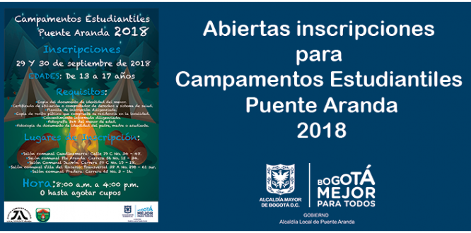 Abiertas inscripciones para Campamentos Estudiantiles Puente Aranda