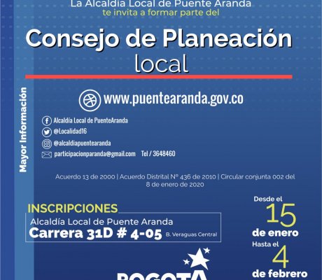 Participe en la conformación del Consejo de Planeación Local de Puente Aranda