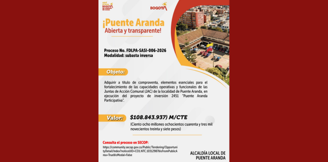 Proceso No. FDLPA-SASI-006-2026, Modalidad: Subasta Inversa.