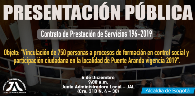 Asista a la presentación pública del proyecto 196-2019 de participación