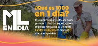 Imagen promocional de “1000 en 1 día”, una movilización ciudadana en Bogotá para transformar la ciudad con acciones positivas.